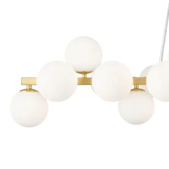 Hängeleuchte Metall Glas H: max. 133,9 cm in Gold Weiß