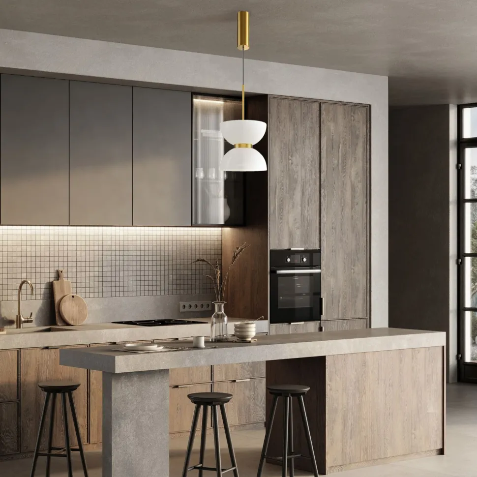 Hängeleuchte Metall Glas LED D: 22 cm H: max. 350 cm