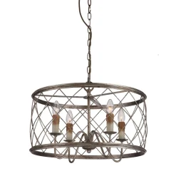 Hängeleuchte Metall in Silber antik Ø53cm Industrial