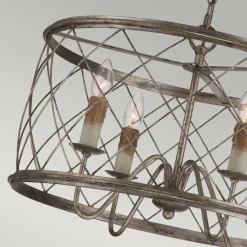 Hängeleuchte Metall in Silber antik Ø53cm Industrial