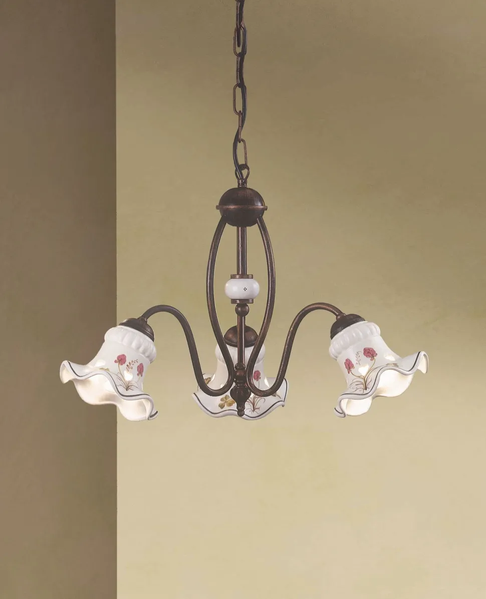 Hängeleuchte Metall Keramik E14 3-flammig Landhaus