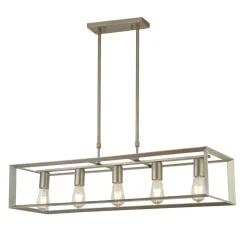 Hängeleuchte Metall länglich B: 90 cm in Silber-Gold E27