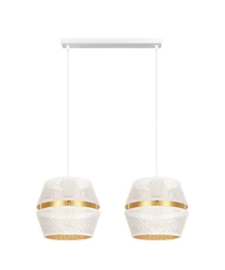 Hängeleuchte Metall Weiß Gold E27 50 cm lang 2-flammig