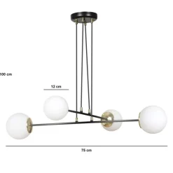 Hängeleuchte mit Schirm Weiß verstellbar Glas Metall 4x