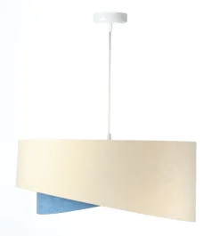 Hängeleuchte Modern Ø 50 cm Stoff Creme Blau Gold E27