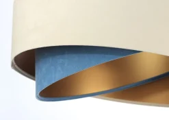 Hängeleuchte Modern Ø 50 cm Stoff Creme Blau Gold E27