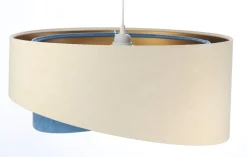 Hängeleuchte Modern Ø 50 cm Stoff Creme Blau Gold E27
