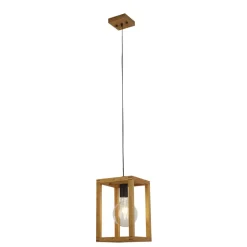 Hängeleuchte Natur Schwarz eckig E27 Holz Bambus