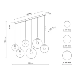 Hängeleuchte Rauchglas 130 cm lang H: max. 1,5 m verstellbar