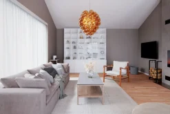 Hängeleuchte Rauchglas 64 cm breit 4-flammig E14