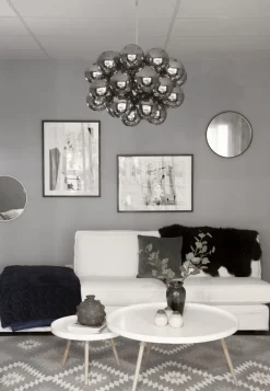 Hängeleuchte Rauchglas 62 cm breit 3-flammig G9