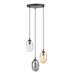 Hängeleuchte Rauchglas 3-flammig E14 Ø 40 cm CARLU