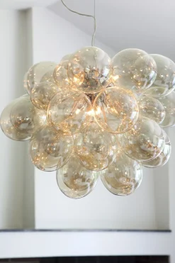 Hängeleuchte Rauchglas Metall 62 cm breit 3-flammig G9