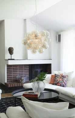 Hängeleuchte Rauchglas Metall 62 cm breit 3-flammig G9