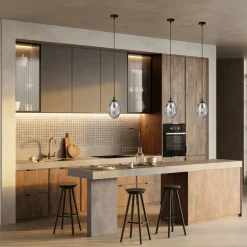 Hängeleuchte Rauchglas Schirm Ø 12 cm Schwarz Grau