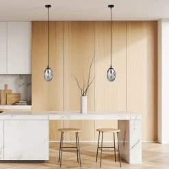 Hängeleuchte Rauchglas Schirm Ø 12 cm Schwarz Grau