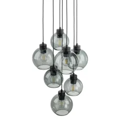 Hängeleuchte Rauchglas 7x E27 verstellbar Kugelschirme