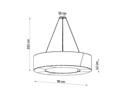 Hängeleuchte Ring Weiß Ø 90 cm rund 8x E27 Stoff