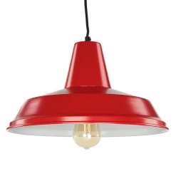 Hängeleuchte Rot Metall Vintage Mid Century Design