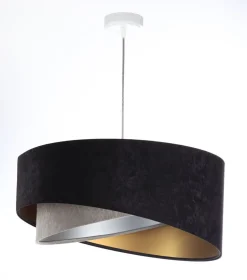 Hängeleuchte rund Ø 50 cm E27 Stoff Schwarz Gold Grau Silber