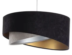 Hängeleuchte rund Ø 50 cm E27 Stoff Schwarz Gold Grau Silber