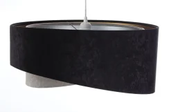 Hängeleuchte rund Ø 50 cm E27 Stoff Schwarz Gold Grau Silber
