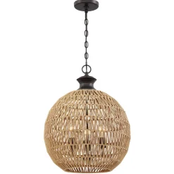 Hängeleuchte rund Ø 46,5 cm H: max. 251,4 cm Seil Schirm