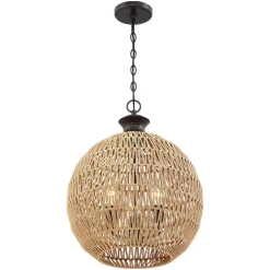 Hängeleuchte rund Ø 46,5 cm H: max. 251,4 cm Seil Schirm