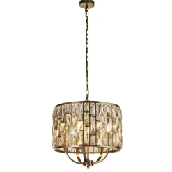 Hängeleuchte rund Ø 44 cm Kristall in Messing Creme 5x E14