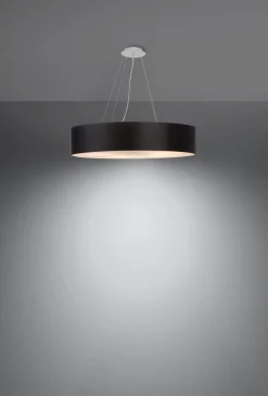Hängeleuchte rund Ø 60 cm Stoff Glas 5x E27 Schwarz