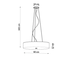 Hängeleuchte rund Ø 60 cm Stoff Glas 5x E27 Schwarz