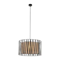 Hängeleuchte rund Ø 50 cm 3x E27 Schwarz Braun Modern