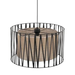 Hängeleuchte rund Ø 50 cm 3x E27 Schwarz Braun Modern