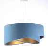 Hängeleuchte rund D: 50 cm E27 Blau Gold Stoff Velours Optik