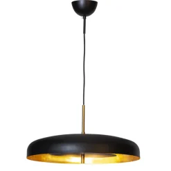 Hängeleuchte rund D: 50 cm Metall in Schwarz Gold G9