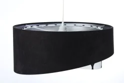 Hängeleuchte rund D: 50 cm Stoff Velours Optik Schwarz Weiß