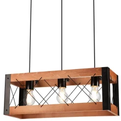 Hängeleuchte Rustikal B: 53 cm höhenverstellbar Holz Metall