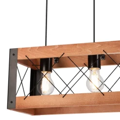 Hängeleuchte Rustikal B: 53 cm höhenverstellbar Holz Metall