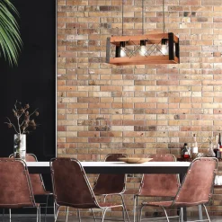 Hängeleuchte Rustikal B: 53 cm höhenverstellbar Holz Metall