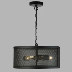 Hängeleuchte Schwarz Ø 45 cm aus Mesh Metall 3x E27 Retro