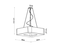 Hängeleuchte Schwarz 80 cm breit Stoff 8x E27 eckig