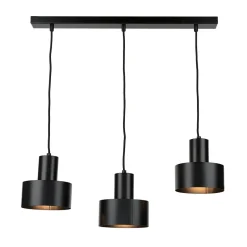 Hängeleuchte Schwarz breiter Schirm Retro 3 flmg