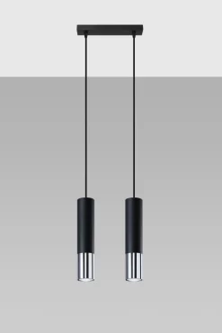 Hängeleuchte Schwarz Chrom 2-flammig Metall verstellbar