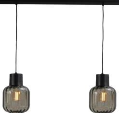Hängeleuchte Schwarz 2-flammig Glas Metall verstellbar