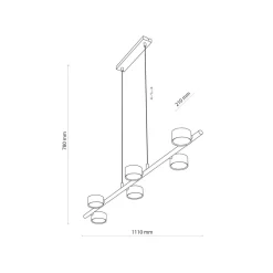 Hängeleuchte Schwarz 6-flammig länglich Esstisch