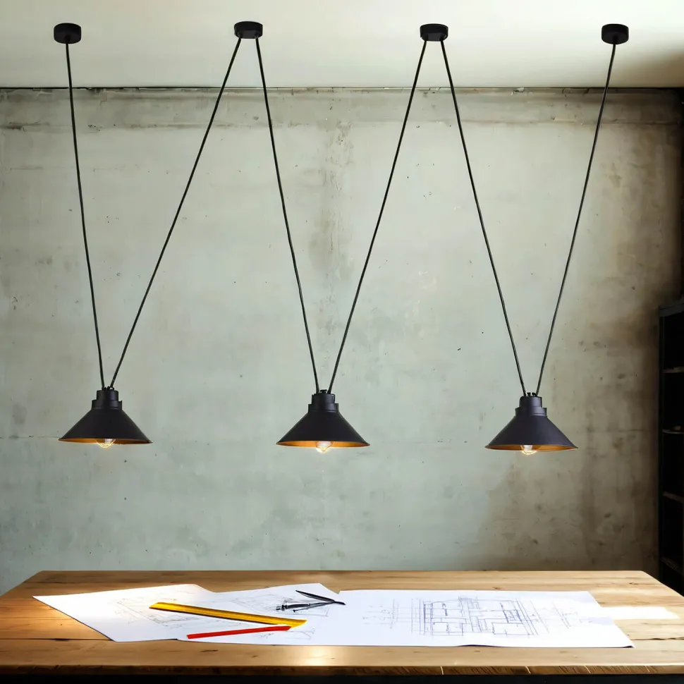 Hängeleuchte Schwarz 3-flmg Esstisch Lampe LEANO