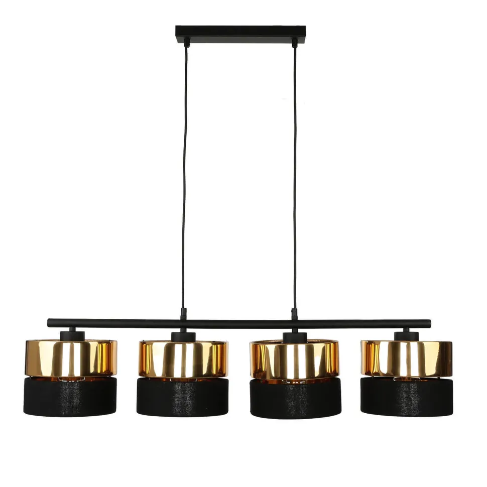 Hängeleuchte Schwarz Gold verstellbar Metall Stoff E27