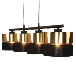 Hängeleuchte Schwarz Gold verstellbar Metall Stoff E27