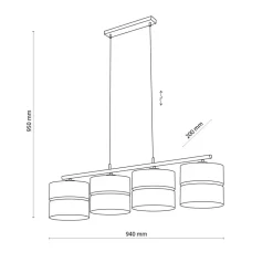 Hängeleuchte Schwarz Gold verstellbar Metall Stoff E27