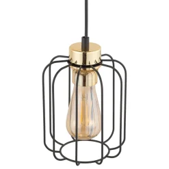 Hängeleuchte Schwarz Gold E27 Metall Draht GALAXY